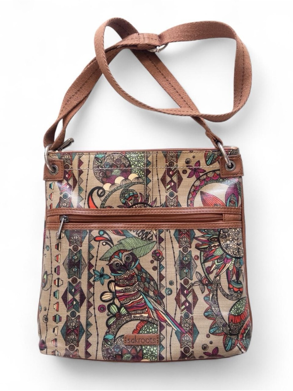 Sakroots Owl & Floral Print Crossbody Bag – Excellent Condition